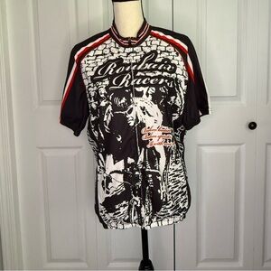 Specialized cycling Shirt size large Black‎ white red Zip front back pockets